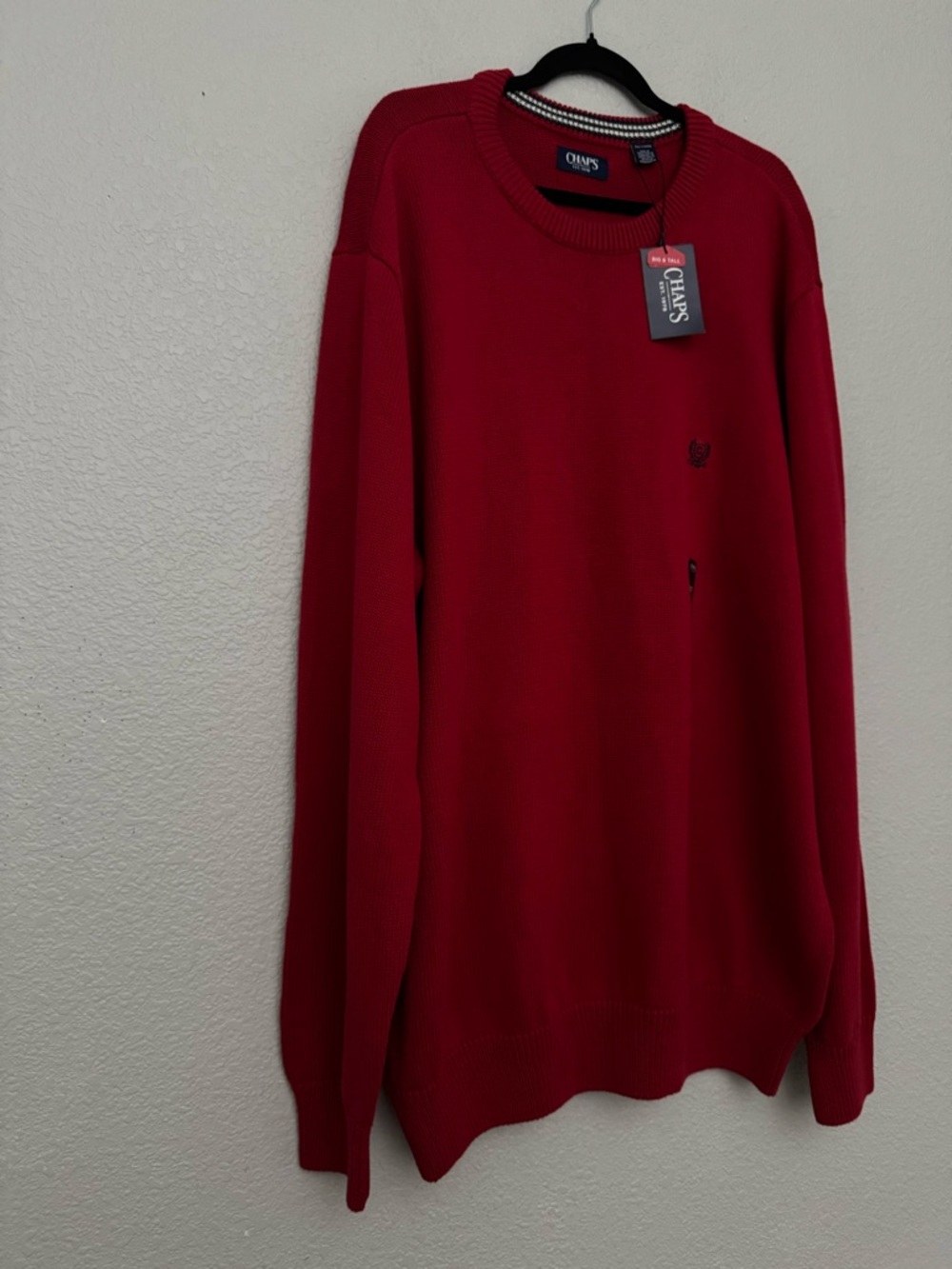 NWT Chaps Sweater Red Pullover Crewneck Mens Big & Tall Size 3XLT Cotton Classic - Picture 5 of 12